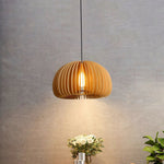 Solara Pendant Lamp Wood Pumpkin Dome Nordic - Letslighting