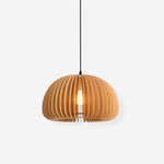 Solara Pendant Lamp Wood Pumpkin Dome Nordic - Letslighting