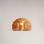 Solara Pendant Lamp Wood Pumpkin Dome Nordic - Letslighting