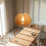 Solara Pendant Lamp Wood Pumpkin Dome Nordic - Letslighting