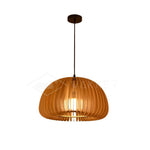 Solara Pendant Lamp Wood Pumpkin Dome Nordic - Letslighting