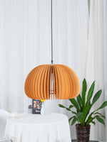 Solara Pendant Lamp Wood Pumpkin Dome Nordic - Letslighting