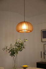 Solara Pendant Lamp Wood Pumpkin Dome Nordic - Letslighting