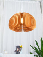 Solara Pendant Lamp Wood Pumpkin Dome Nordic - Letslighting