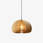 Solara Pendant Lamp Wood Pumpkin Dome Nordic - Letslighting