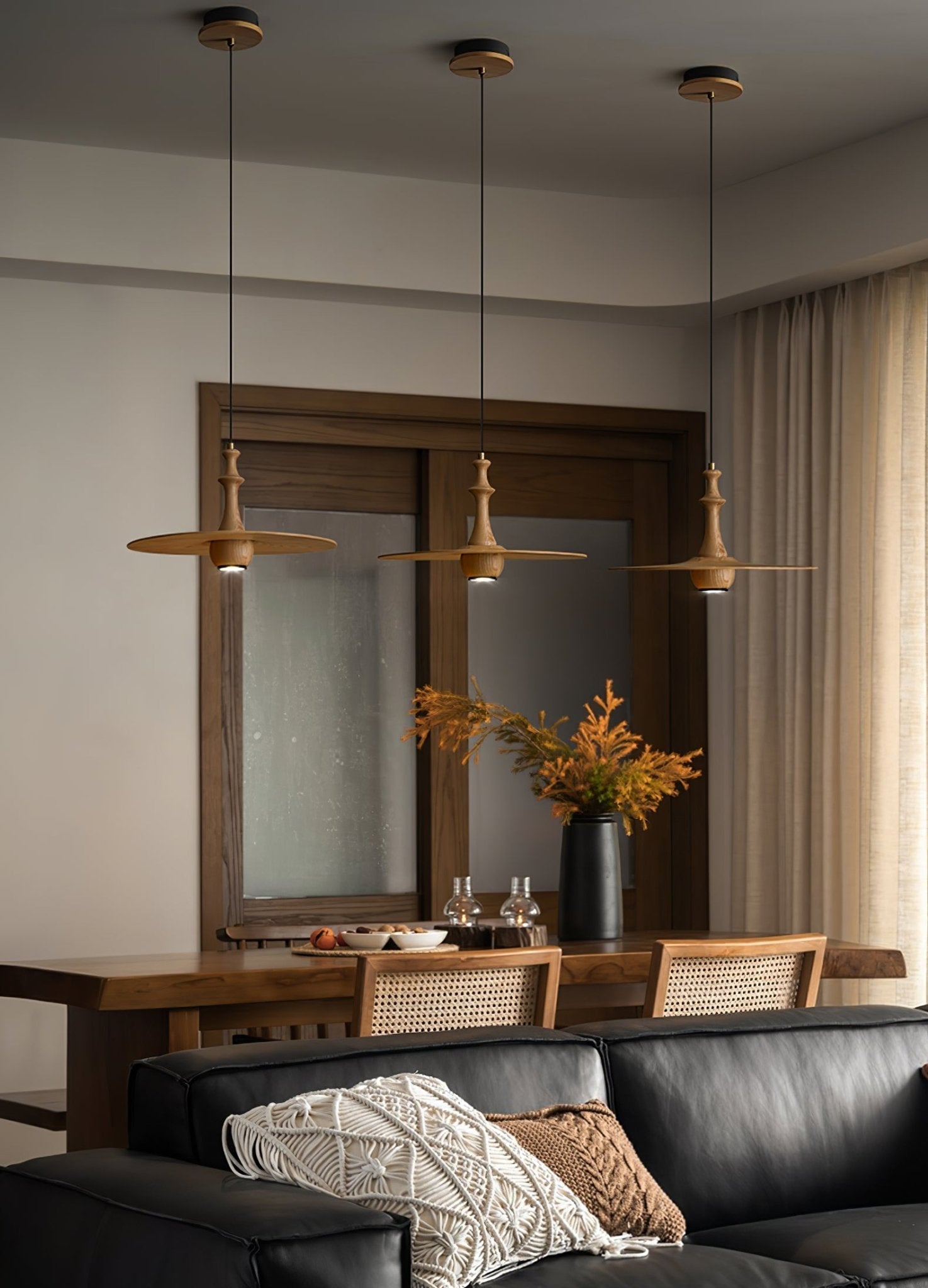 Wooden Spin Pendant Light - Lamp Outdoor