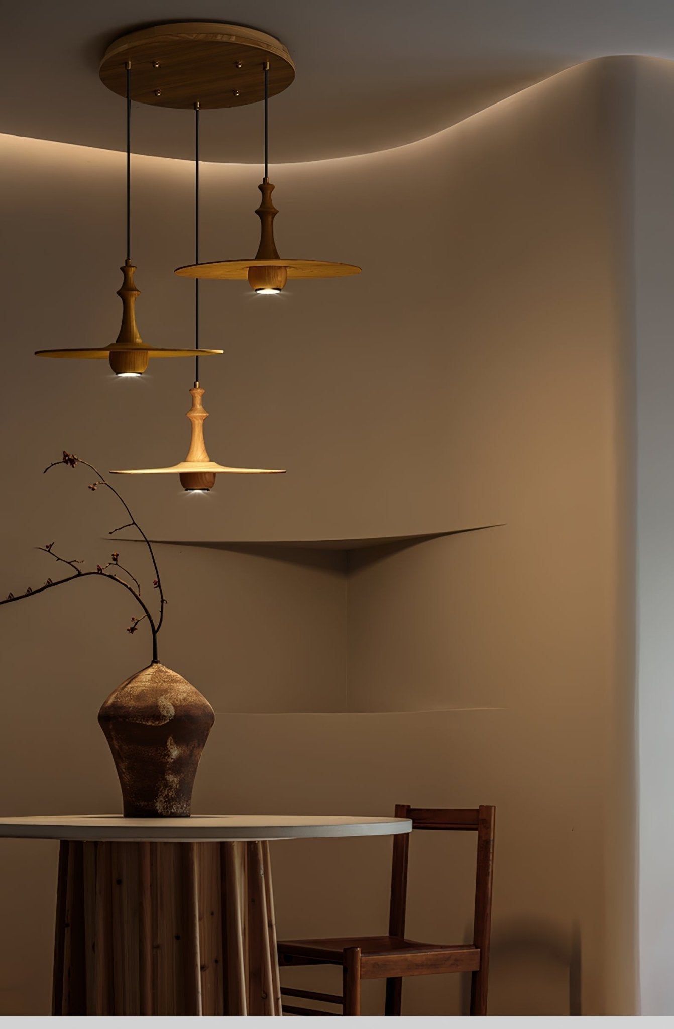 Wooden Spin Pendant Light - Lamp Outdoor