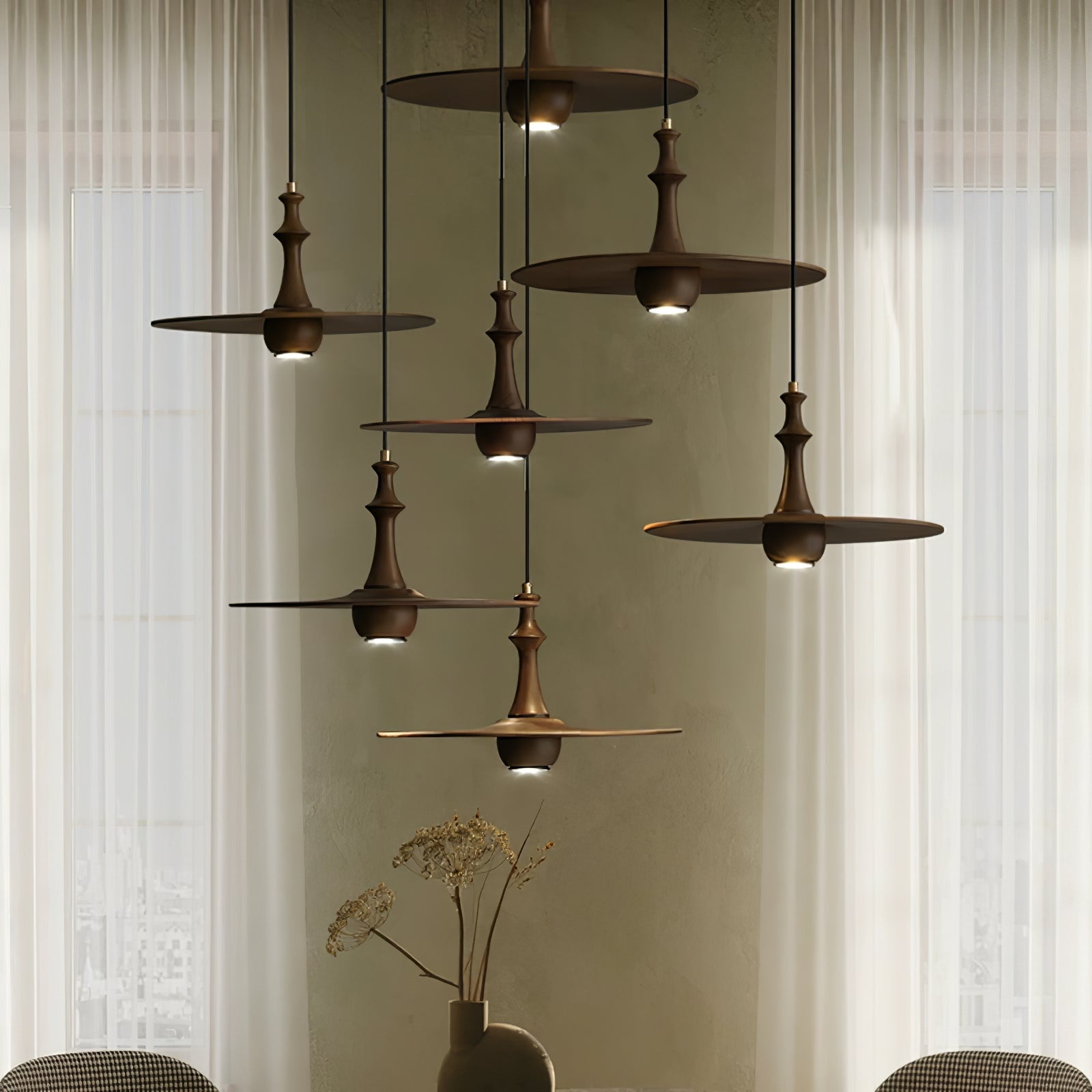 Wooden Spin Pendant Light - Lamp Outdoor