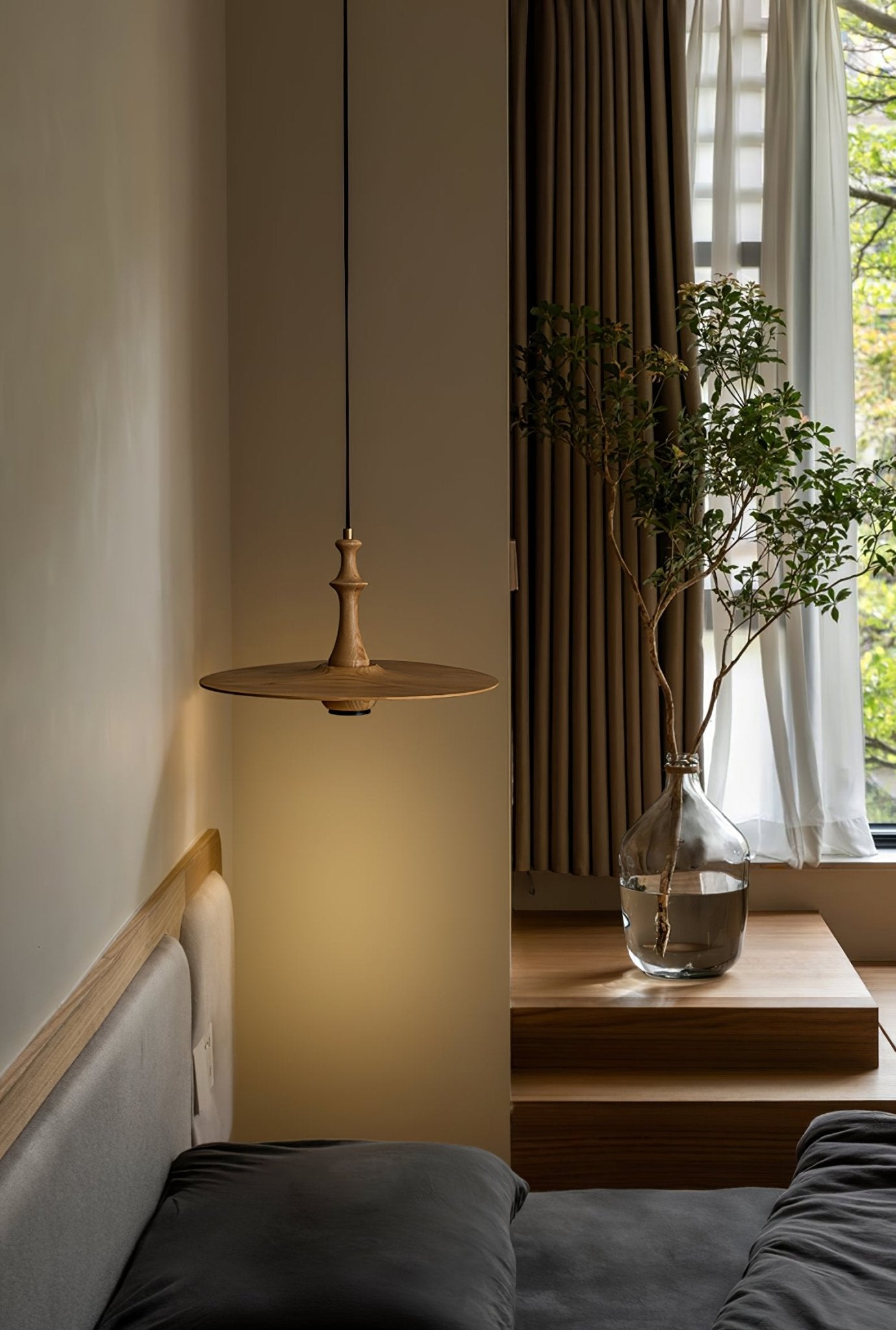 Wooden Spin Pendant Light - Lamp Outdoor