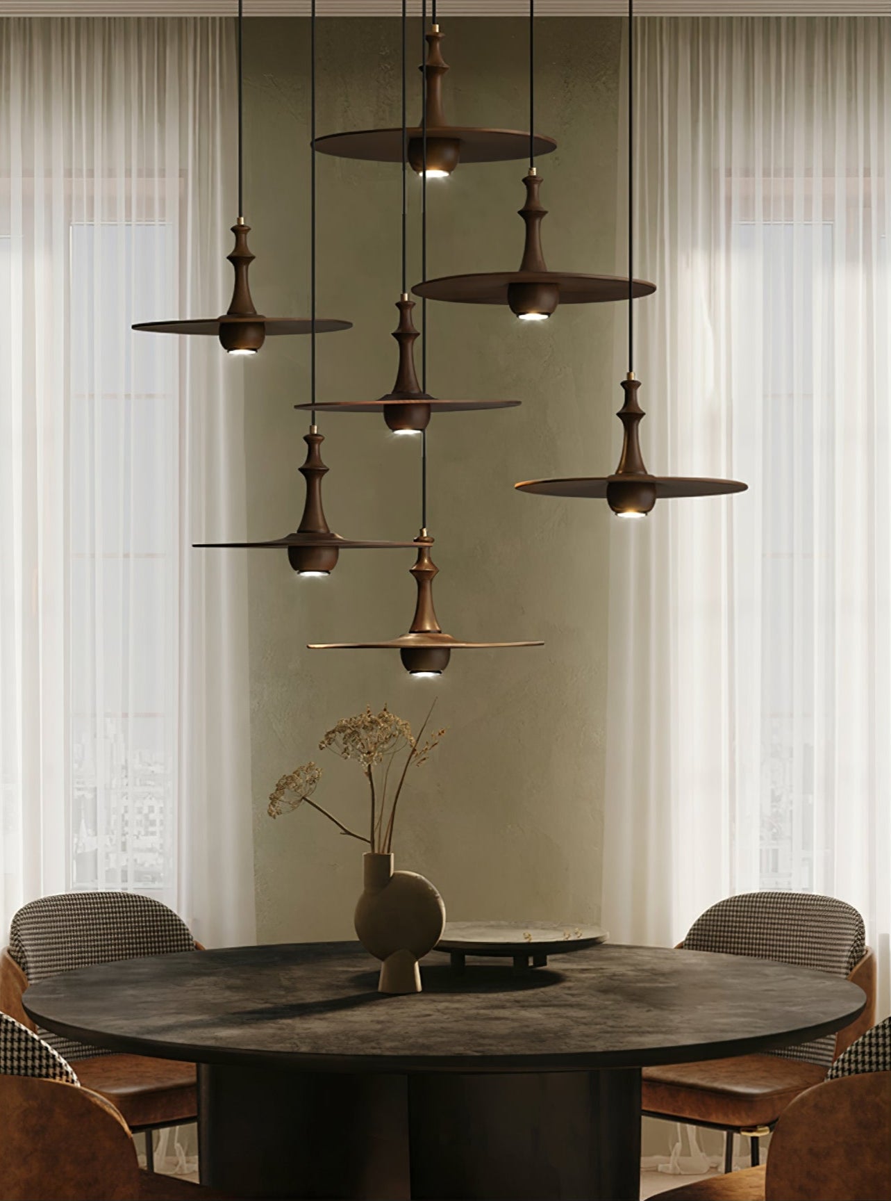 Wooden Spin Pendant Light - Lamp Outdoor
