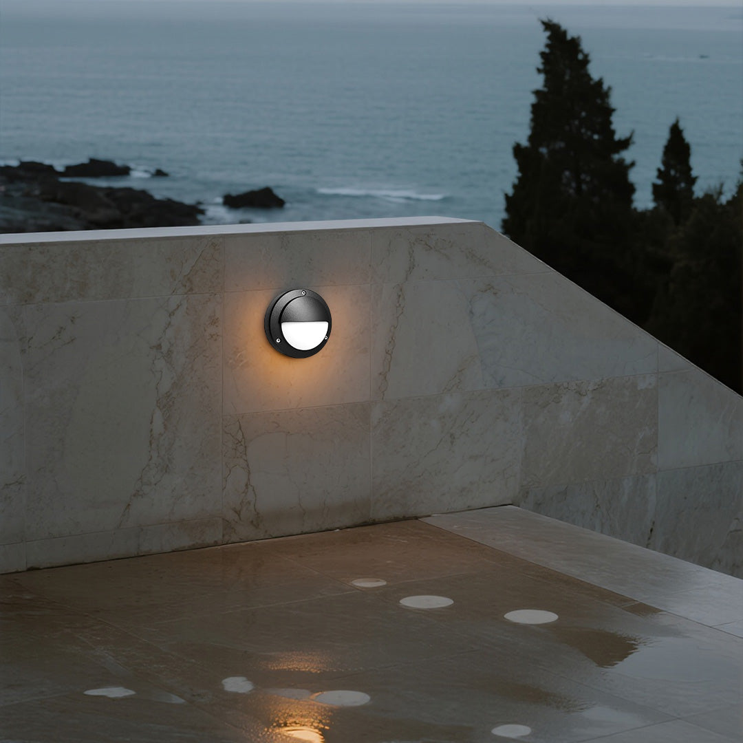Round Outdoor Wall Sconce Waterproof Minimalist Style - Lamp Outdoor