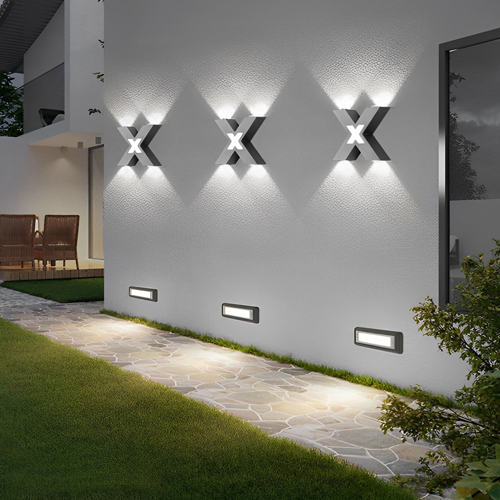X Shape Creative Waterproof LED Black Modern Outdoor Wall Lamp Exterior Lights - Lamp Outdoor