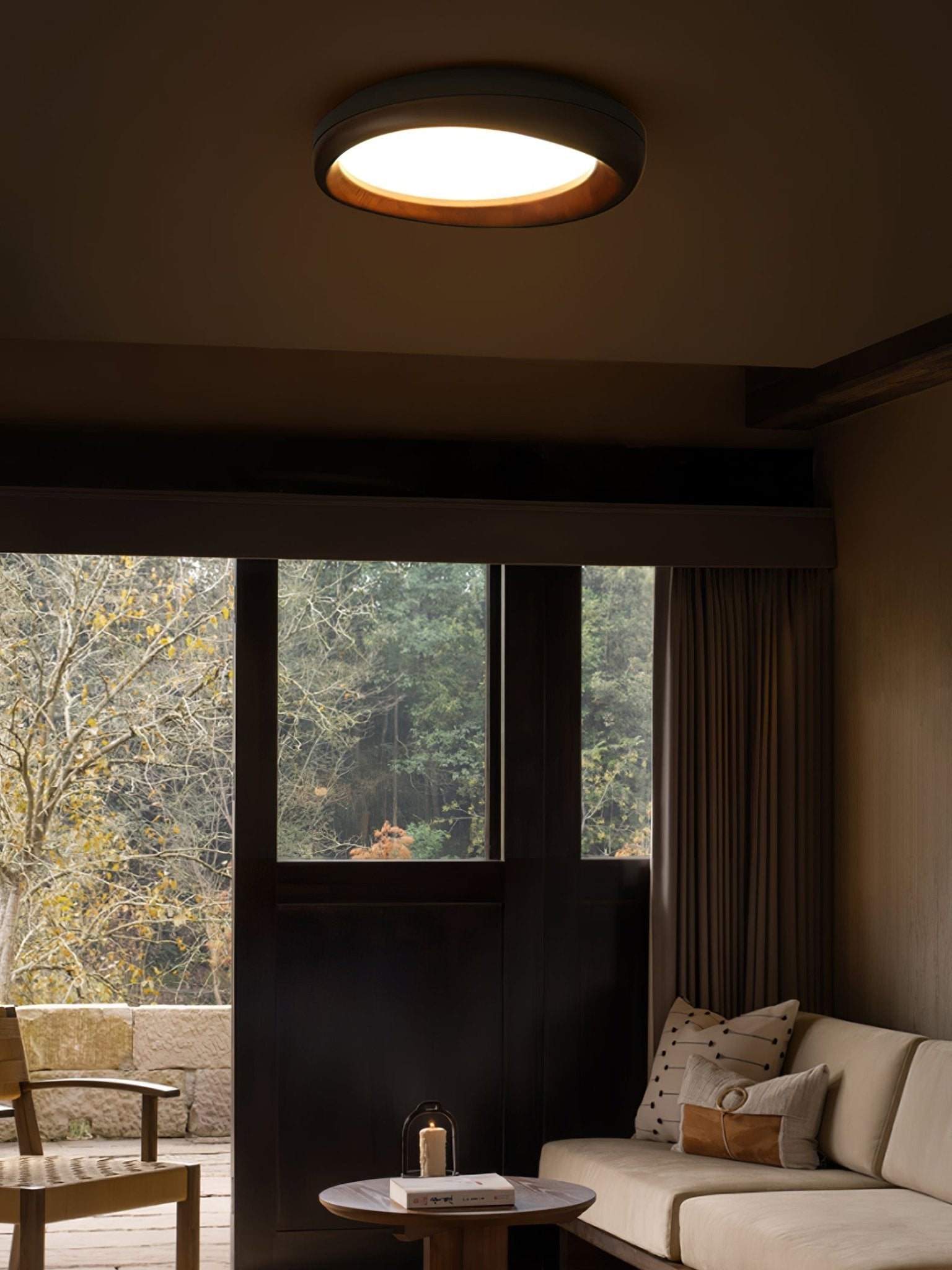 Eurtheara Organic Wood Glass Ceiling Light - Lamp Outdoor