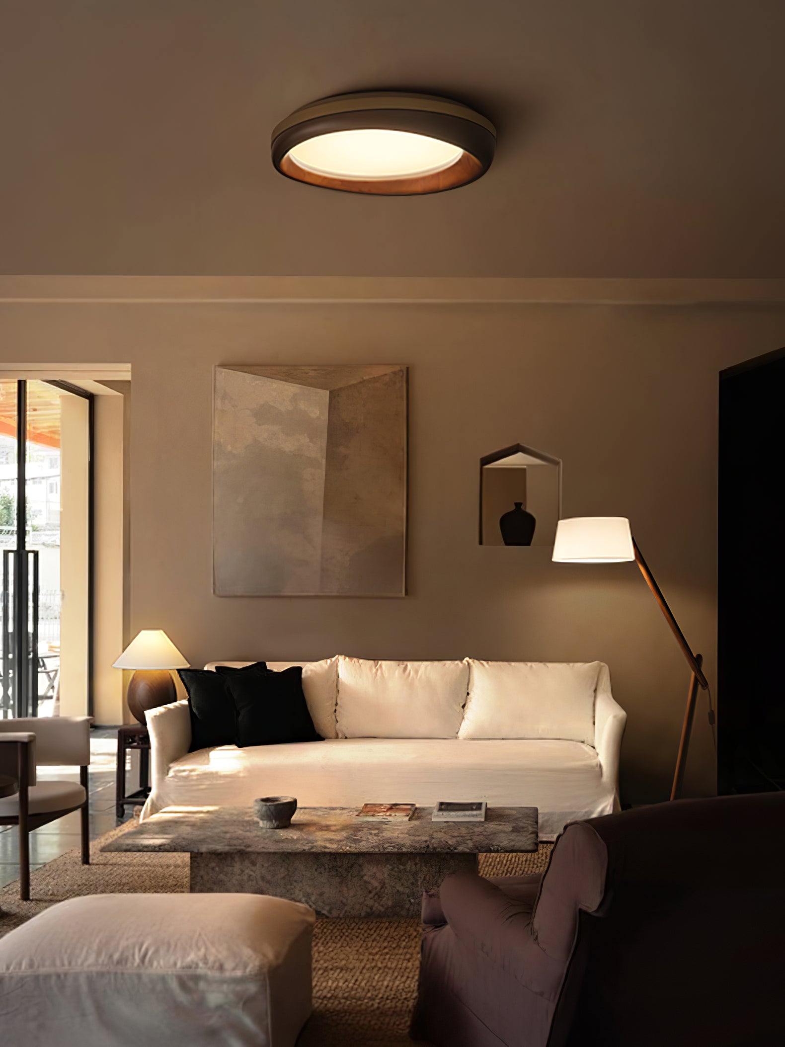 Eurtheara Organic Wood Glass Ceiling Light - Lamp Outdoor