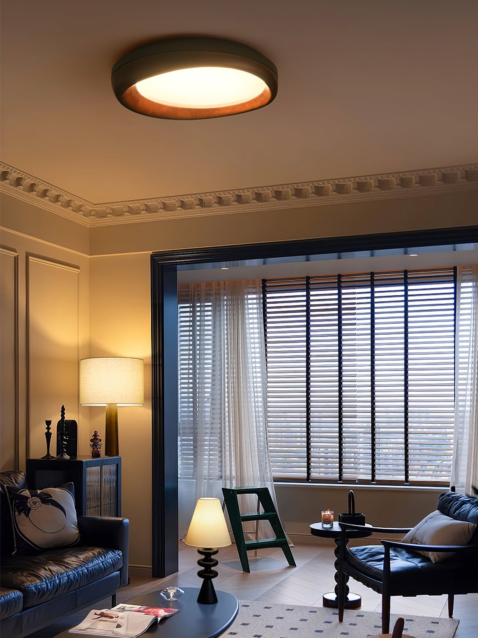 Eurtheara Organic Wood Glass Ceiling Light - Lamp Outdoor