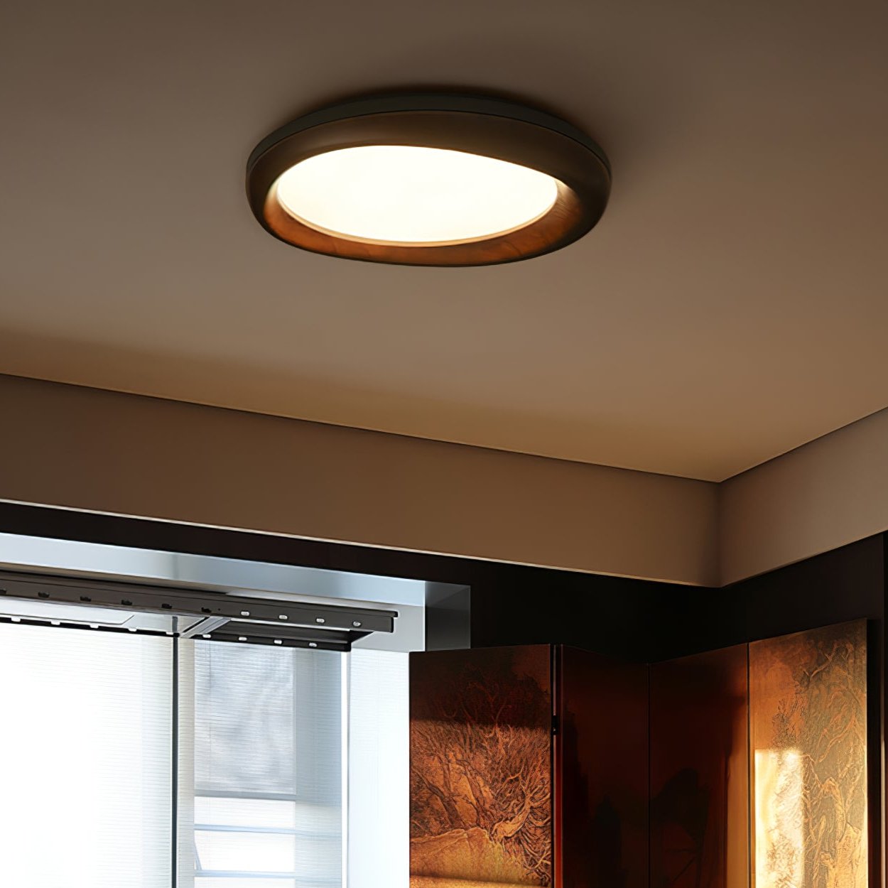 Eurtheara Organic Wood Glass Ceiling Light - Lamp Outdoor