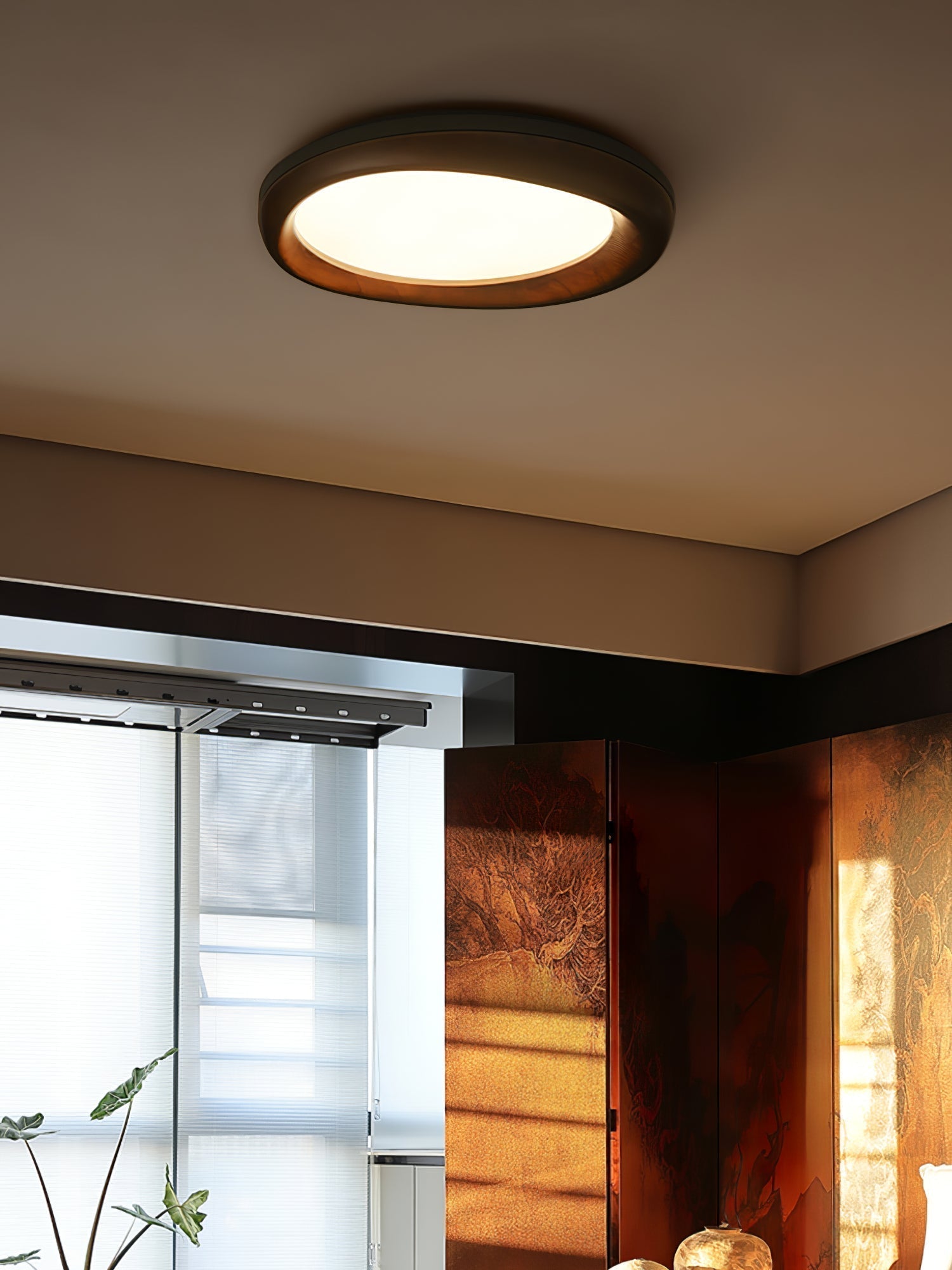 Eurtheara Organic Wood Glass Ceiling Light - Lamp Outdoor