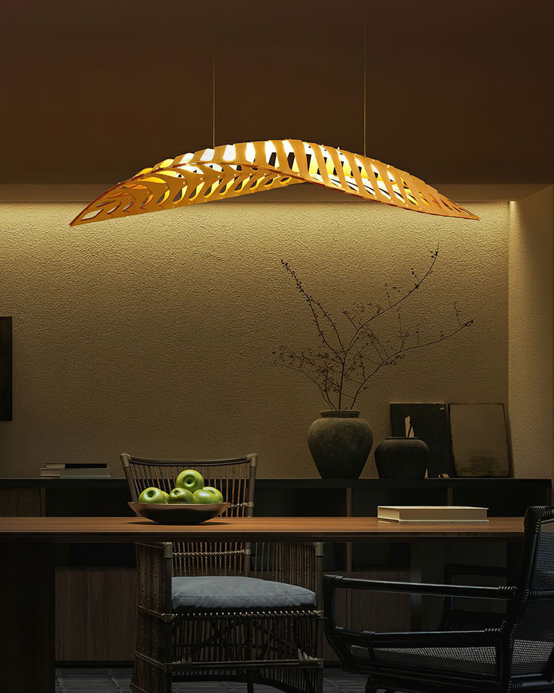 Veliren Leaf Wood Pendant Light - Lamp Outdoor