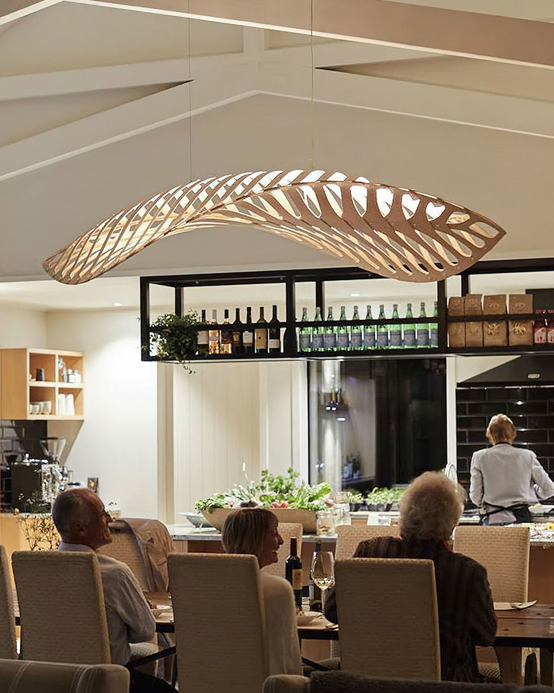 Veliren Leaf Wood Pendant Light - Lamp Outdoor