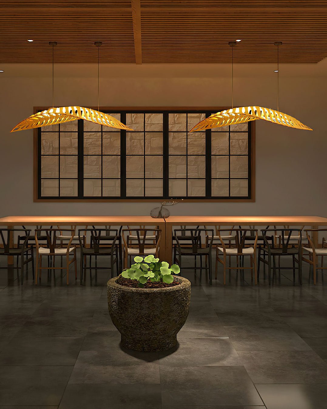 Veliren Leaf Wood Pendant Light - Lamp Outdoor
