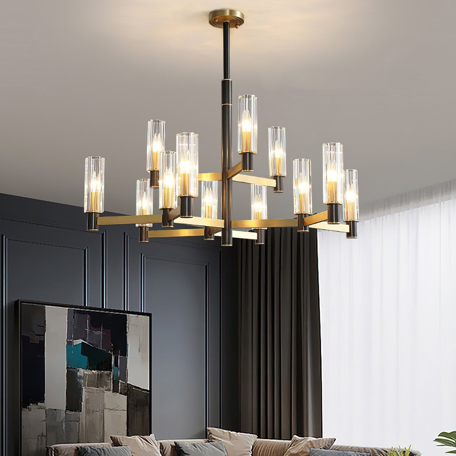 Zylinder Contemporary Brass Chandelier