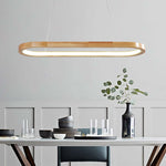 Veon Contemporary Oval Wooden Pendant Light - Lamp Outdoor