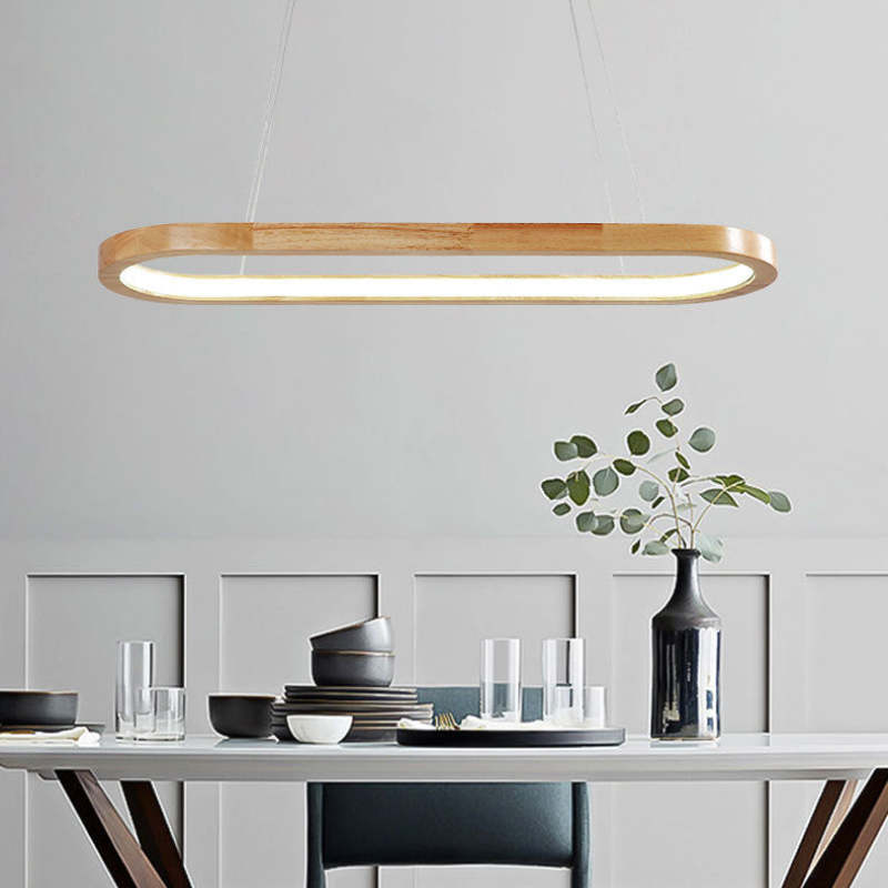 Veon Contemporary Oval Wooden Pendant Light - Lamp Outdoor