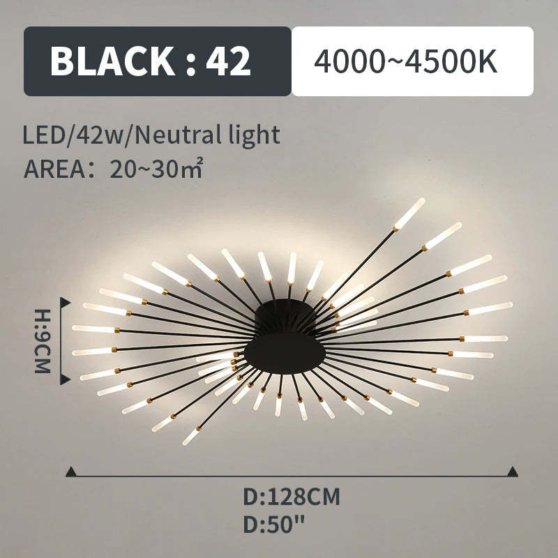Wesley Flush-Mount Ceiling Light Fireworks, Black/Gold - Lamp Outdoor