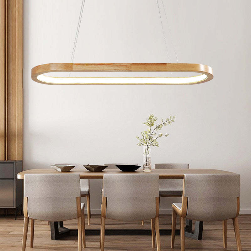 Veon Contemporary Oval Wooden Pendant Light - Lamp Outdoor