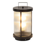 Striped Glass Cylindrical Waterproof Portable Solar Outdoor Lanterns - Lamp Outdoor
