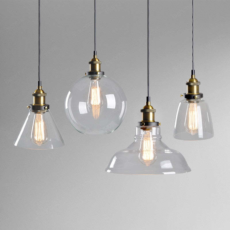 June Industrial Glass Pendant Light Clear/Amber/Smoke Grey - Lamp Outdoor