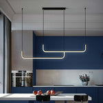 Clen Modern Linear Pendant Light Double Frame, Black/Gold - Lamp Outdoor