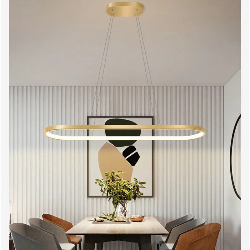 Junel Minimalist Oval Interior Hanging Pendant Light - Lamp Outdoor
