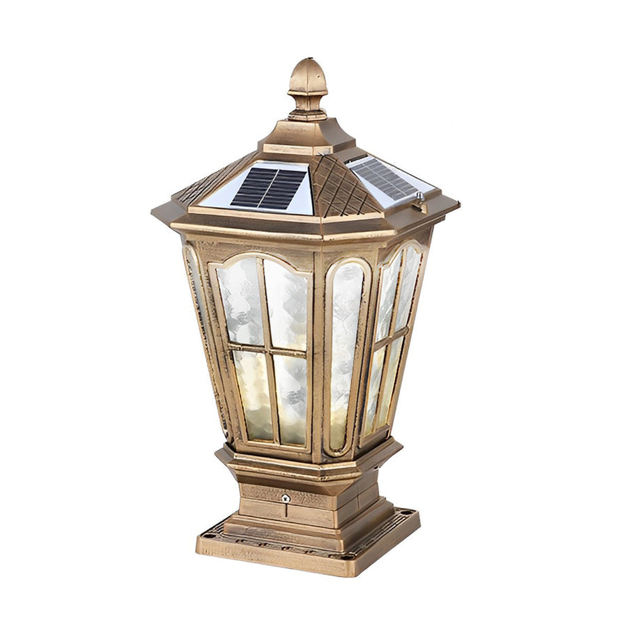 Retro Pavilion Shape Waterproof LED Solar Powered Fence Post Lights - Lamp Outdoor