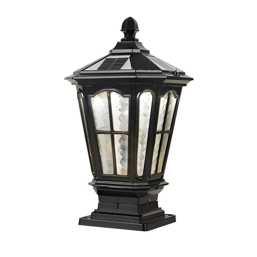 Retro Pavilion Shape Waterproof LED Solar Powered Fence Post Lights - Lamp Outdoor