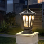 Retro Pavilion Shape Waterproof LED Solar Powered Fence Post Lights - Lamp Outdoor