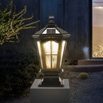 Retro Pavilion Shape Waterproof LED Solar Powered Fence Post Lights - Lamp Outdoor