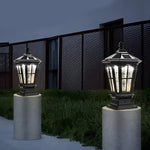 Retro Pavilion Shape Waterproof LED Solar Powered Fence Post Lights - Lamp Outdoor