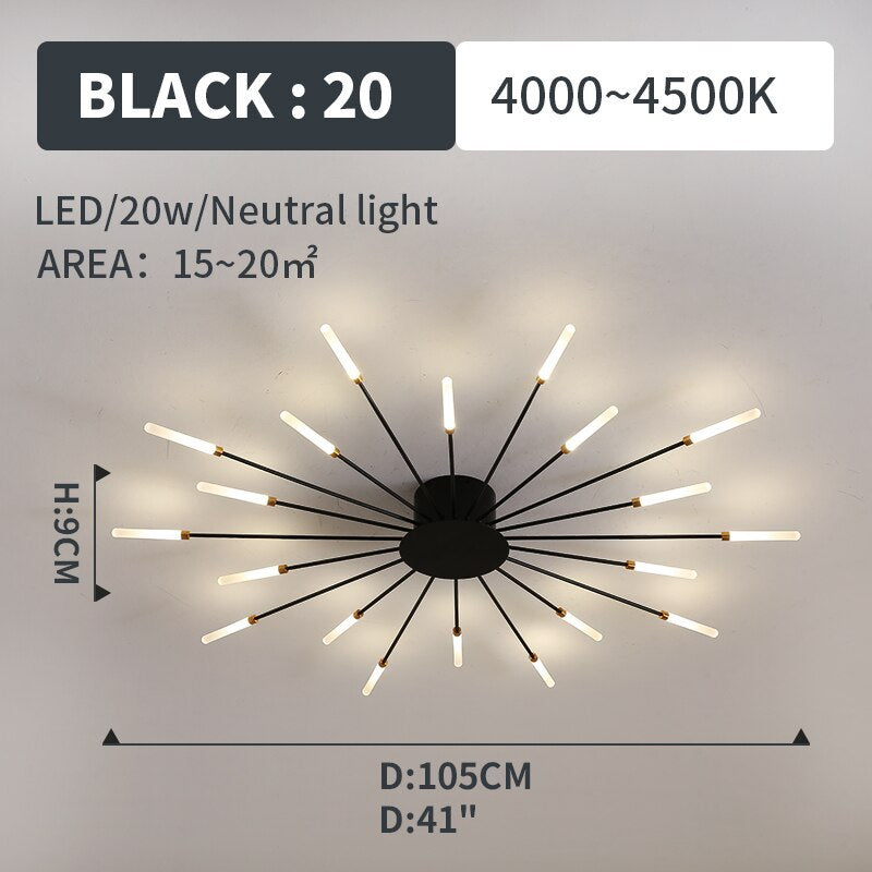 Wesley Flush-Mount Ceiling Light Fireworks, Black/Gold - Lamp Outdoor