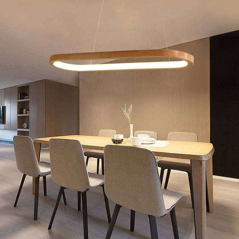 Veon Contemporary Oval Wooden Pendant Light - Lamp Outdoor