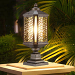 Antique Die-Cast Aluminum Waterproof Glass Shade Retro Fence Post Lights - Lamp Outdoor