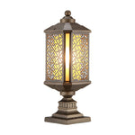 Antique Die-Cast Aluminum Waterproof Glass Shade Retro Fence Post Lights - Lamp Outdoor