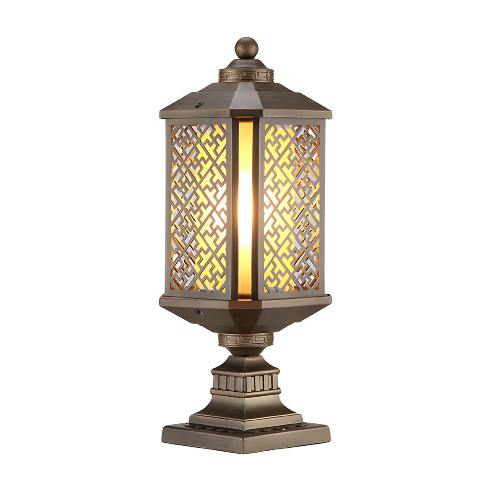Antique Die-Cast Aluminum Waterproof Glass Shade Retro Fence Post Lights - Lamp Outdoor