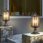Antique Die-Cast Aluminum Waterproof Glass Shade Retro Fence Post Lights - Lamp Outdoor