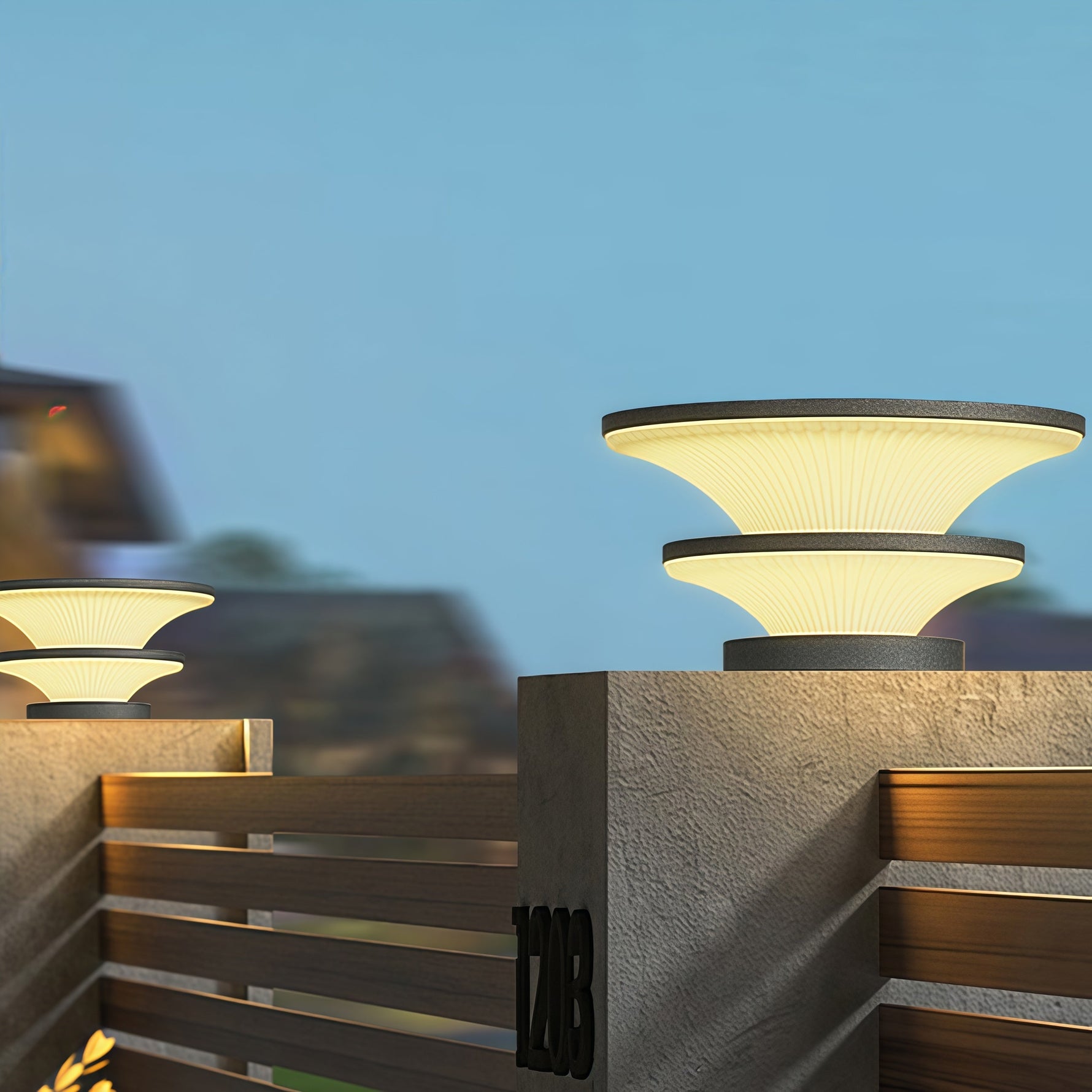 Waterproof Patio Pillar Lights Round Modern - Lamp Outdoor