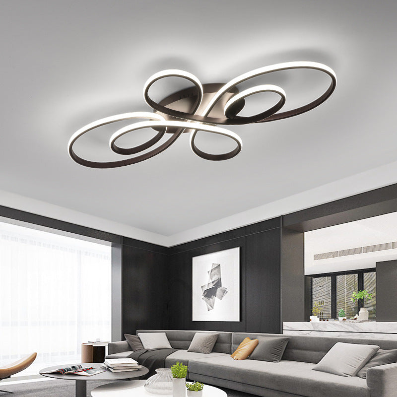 Brisa Modern LED Multi Rings Flush Mount Ceiling Light, Brown/White - Lamp Outdoor
