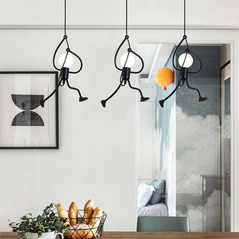 Miro Retro Modern Iron Man Pendant Light, Black - Lamp Outdoor