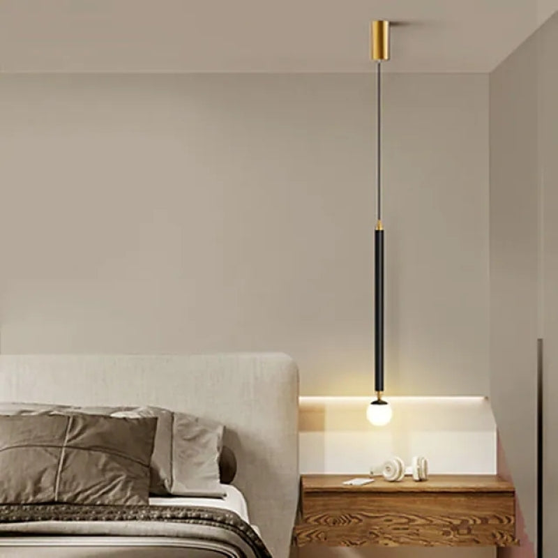 Auri Linear Metal Pendant Light Bedside, Black & Gold - Lamp Outdoor