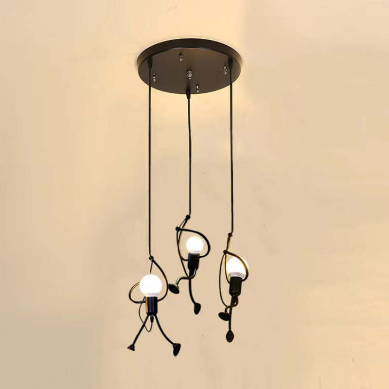 Miro Retro Modern Iron Man Pendant Light, Black - Lamp Outdoor