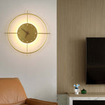 Glint Modern Clock Round Wall Lamp, Gold/Black - Lamp Outdoor